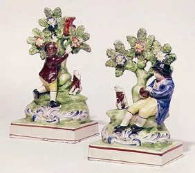Staffordshire-Paar von Vogelnestgruppen, ca. 1810